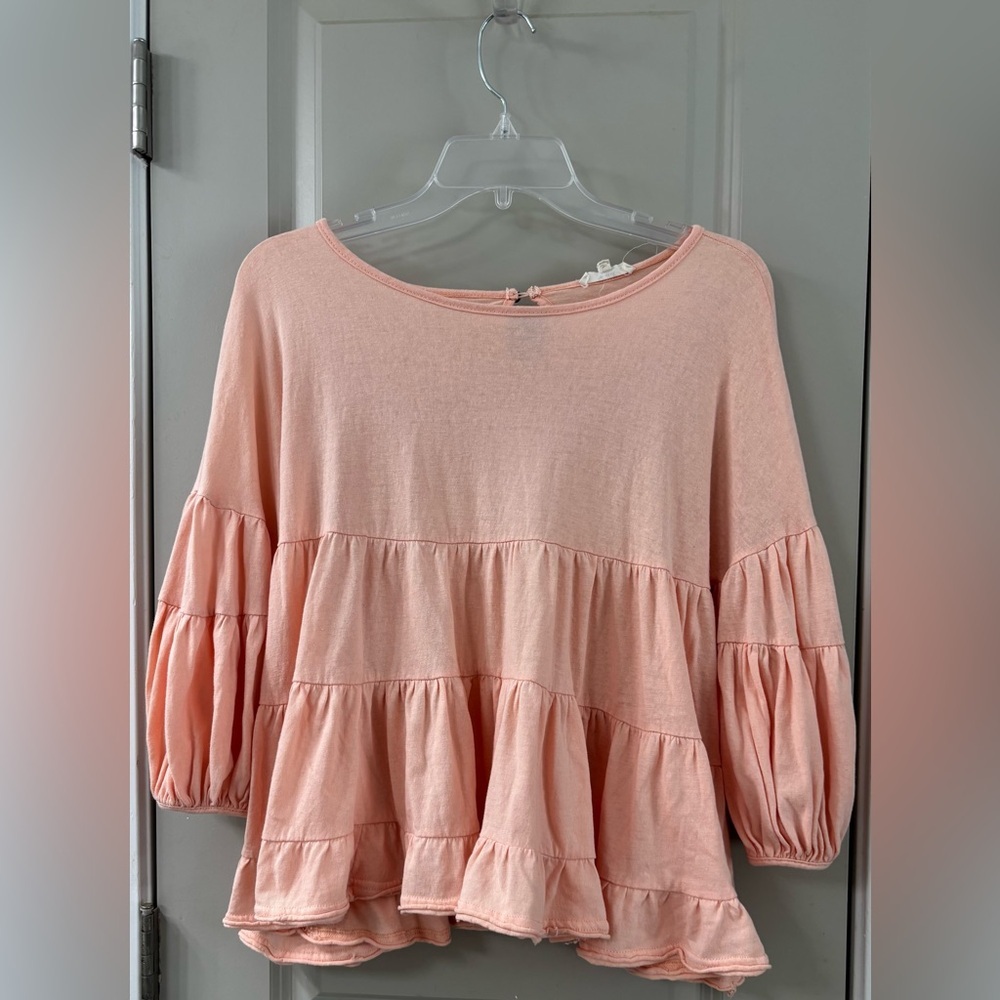Easel Cotton Tiered Babydoll Knit Top